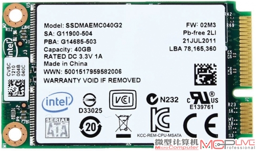 Intel 310系列mSATA 40GB