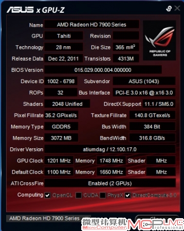 简单的拖动GPU Tweak中的频率设定滑轨，就能轻松讲ARES II OC到1.2GHz、7GHz的惊人高度。