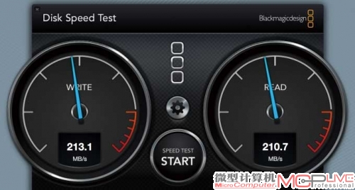 希捷Backup Plus Fast在Disk Speed Test中表现出色，且平台兼容性极好，Mac(右)和Windows PC(左)皆能良好发挥，表现都非常出色。